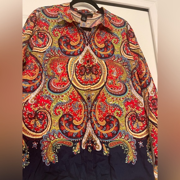 Peck and peck top long sleeve multicolor shirt xl - Picture 2 of 4